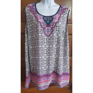 Signature Studio Plus Size Tribal Tank Top